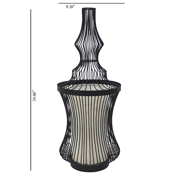 Black Metal Wire Uplight with Fabric Shade Liner, 24"
