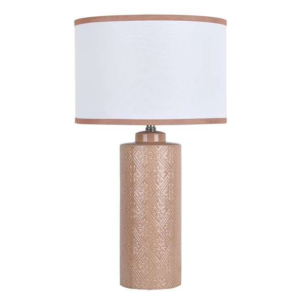Floral Embossed Ceramic Lamp with Shade, 26"