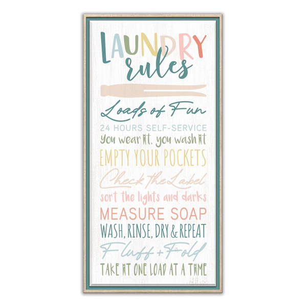Laundry Rules Framed Canvas Wall Art, 12x14