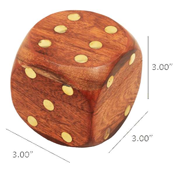 Wooden Dice Cube Box, 3"