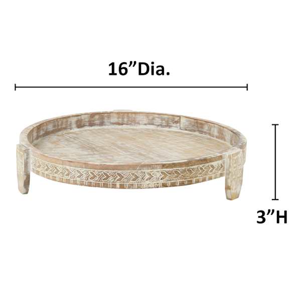 16In White Carved Wood Riser, 16"