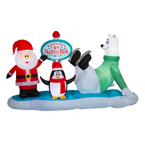 Lighted Ice Skating Rink Christmas Inflatable, 4.5'