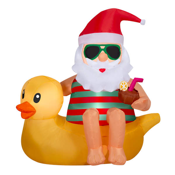 Lighted Santa Sitting on Duck Christmas Inflatable, 4.5'