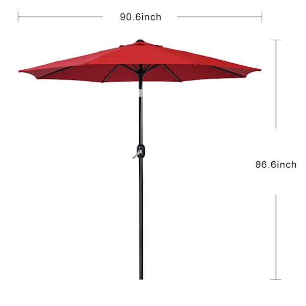 Red Crank & Tilt Round Patio Umbrella, 7.5'