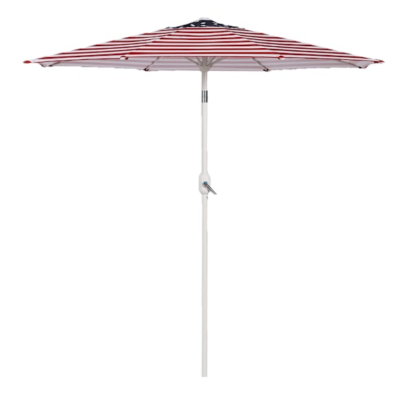 Stars & Stripes Flag Crank & Tilt Round Patio Umbrella, 7.5'