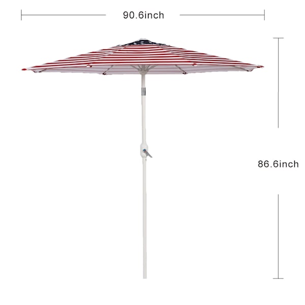 Stars & Stripes Flag Crank & Tilt Round Patio Umbrella, 7.5'
