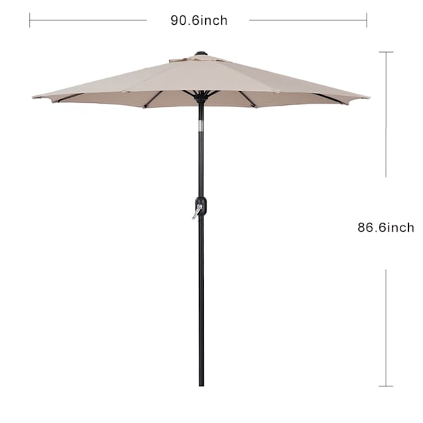 Tan Crank & Tilt Round Patio Umbrella, 7.5'