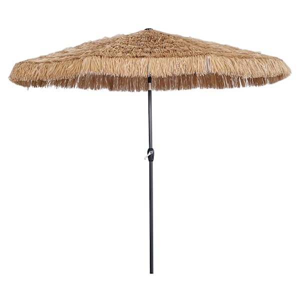 Found & Fable Tiki Fringe Crank & Tilt Round Patio Umbrella, 9'