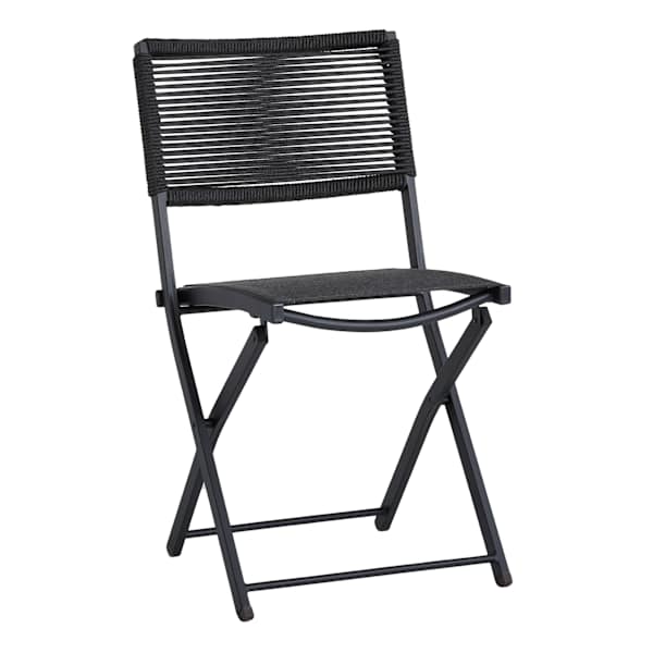 Crosby St. Rope Patio Folding Chair, Black