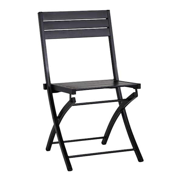 Crosby St. Slat Metal Patio Folding Chair, Black