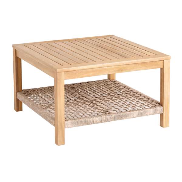 Haven Blonde Acacia Wood & Tan Rope Patio Coffee Table