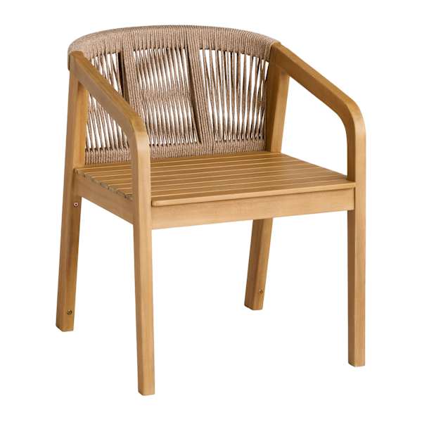 Haven Blonde Acacia Wood & Tan Rope Patio Dining Chair