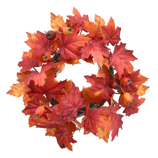 10.5In Maple Lvs Candle Ring Org