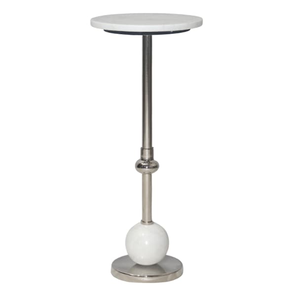 Providence Coen Marble Drink Table, Silver