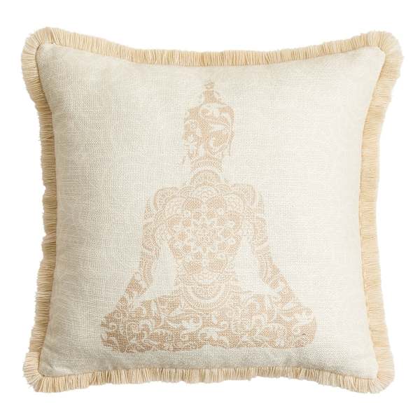 Found & Fable Buddha Outdoor Throw Pillow with Fringe, 18"