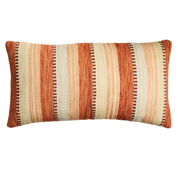 Tracey Boyd Rust & Natural Black Stripe Lumbar Outdoor Throw