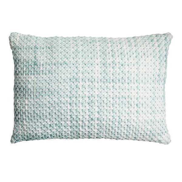 Honeybloom Blue Chunky Knit Lumbar Outdoor Throw Pillow, 14x20