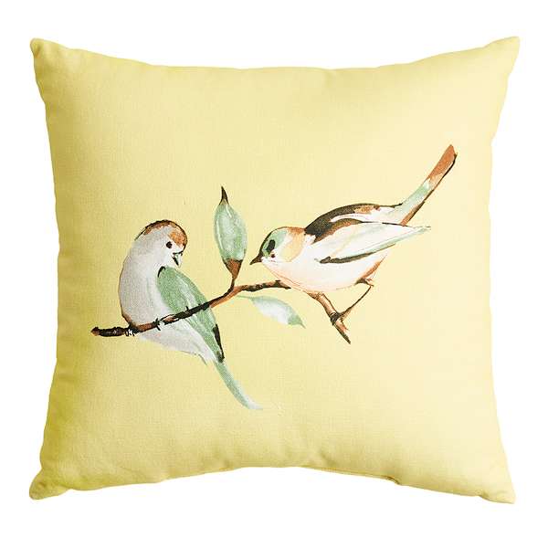 Honeybloom Yellow Birds Square Outdoor Throw Pillow, 16"