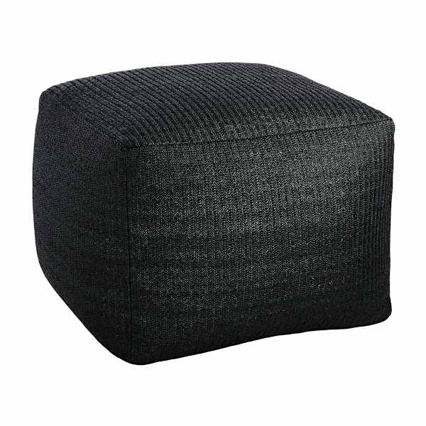 Crosby St. Black Hermosa Outdoor Pouf, 20"