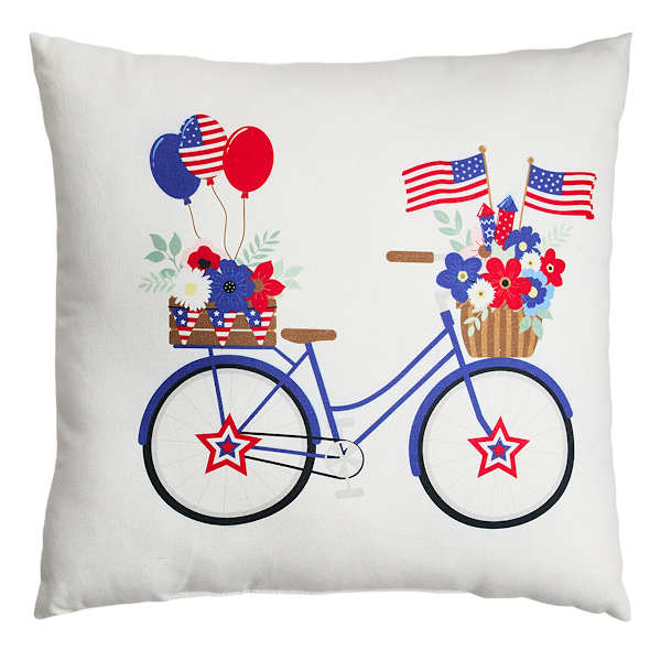 Sunny Club Patriotic USA Bicycle Outdoor Pillow, 16"