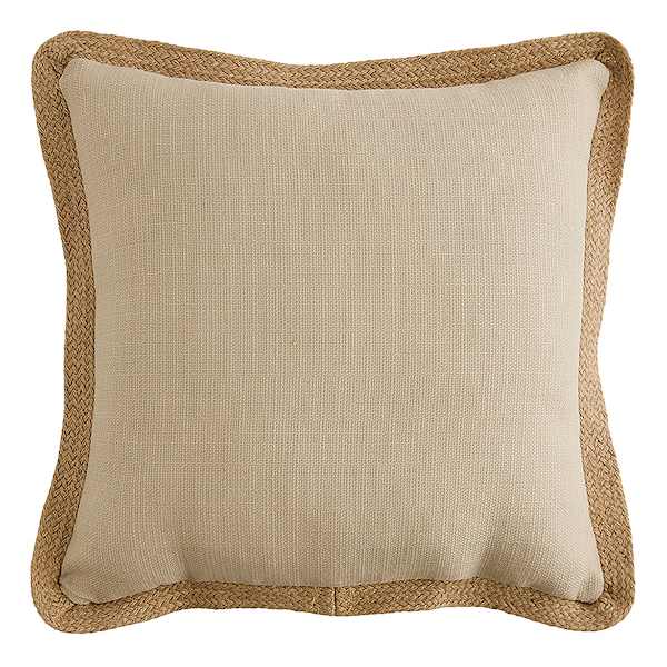 2-Pack Natural Jute Trim Outdoor Throw Pillow, 18"
