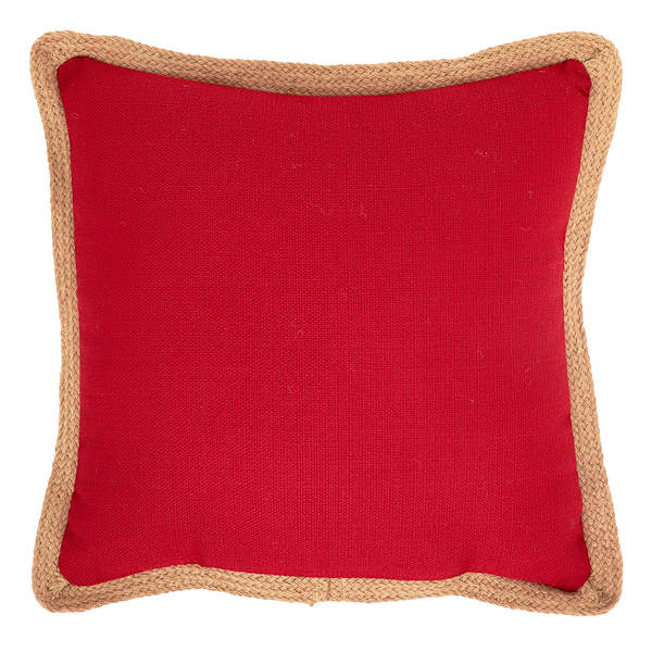 2-Pack Red Jute Trim Outdoor Throw Pillow, 18"