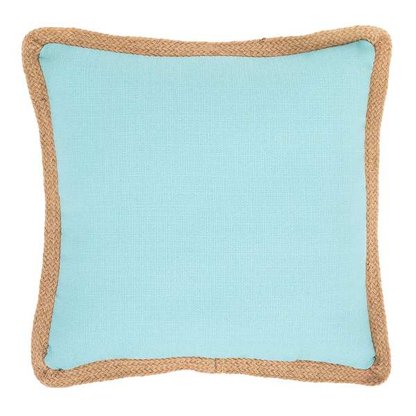 2-Pack Canal Blue Jute Trim Outdoor Throw Pillow, 18"