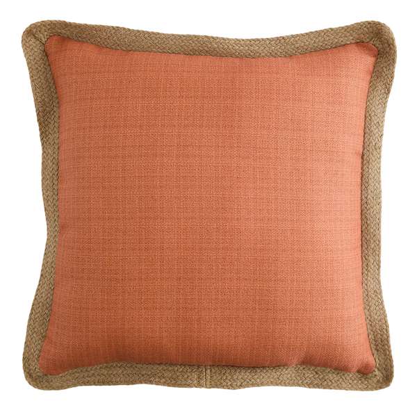 2-Pack Terracotta Jute Trim Outdoor Throw Pillow, 18"
