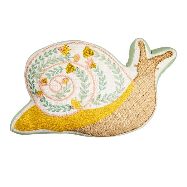 Honeybloom Snail Shaped Outdoor Throw Pillow, 21x11