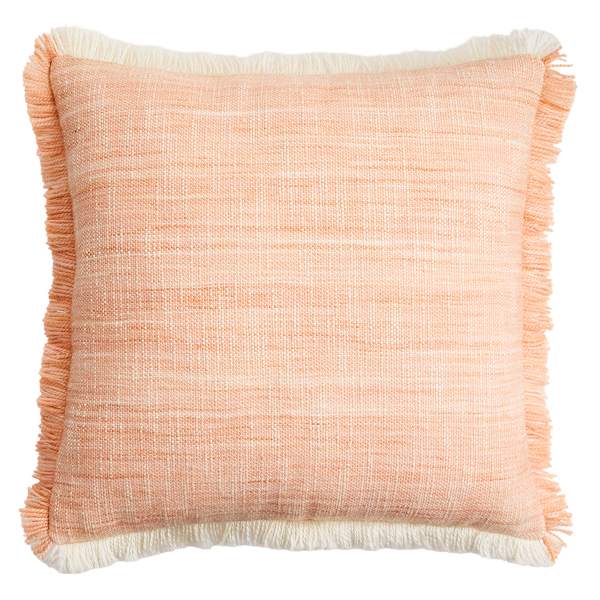 Honeybloom Rose Solid Woven with Fringe Outdoor Throw Pillow, 18"