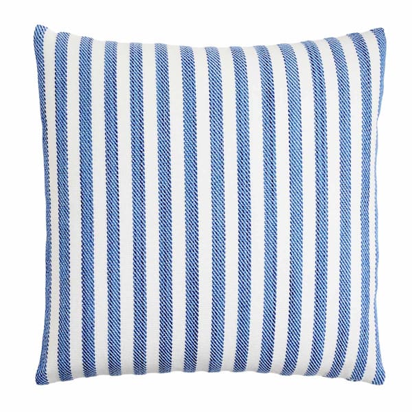 Honeybloom Dark Blue Rope Stripe Woven Outdoor Throw Pillow, 18"