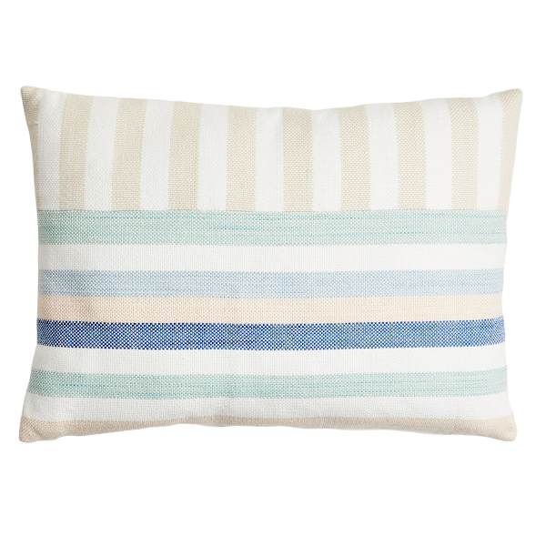 Honeybloom Two Way Stripe Woven Lumbar Outdoor Throw Pillow, 14x20