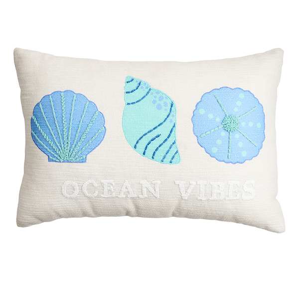 Honeybloom Ocean Vibes Woven Lumbar Outdoor Throw Pillow, 14x20
