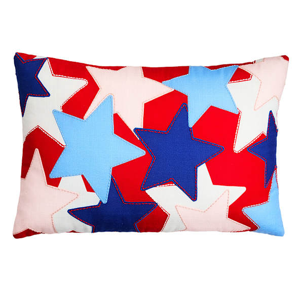 Patriotic Stars Outdoor Lumbar Throw Pillow, 14x20