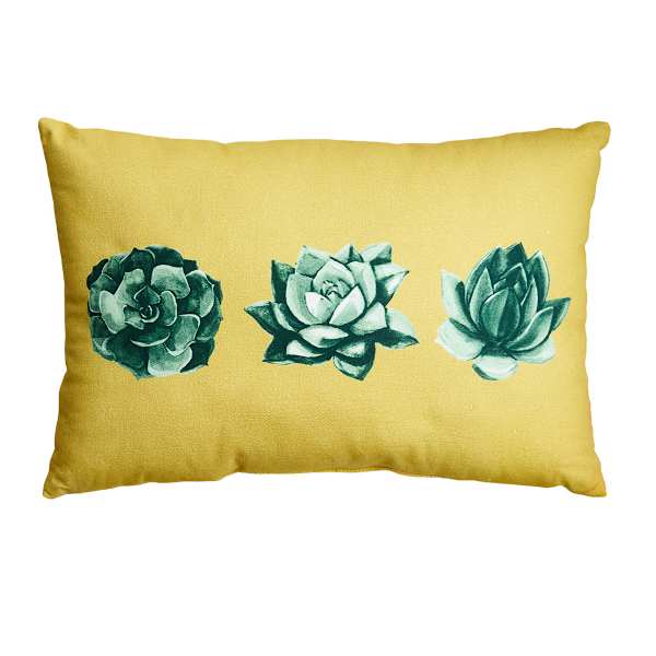 Honeybloom Succulent Garden Lumbar Outdoor Throw Pillow, 14x20