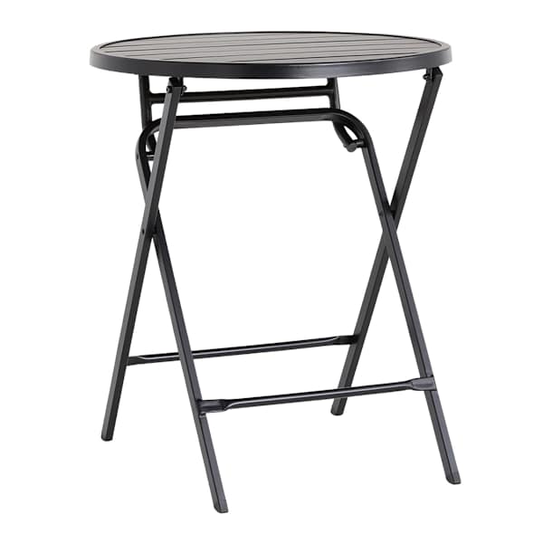 Crosby St. Slat Metal Patio Folding Table, Black