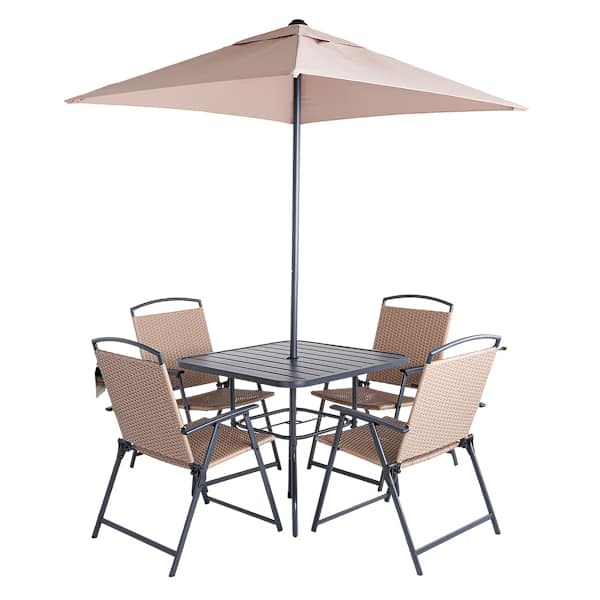 Fairport 6-Piece Brown Wicker & Bronze Metal Patio Dining Set
