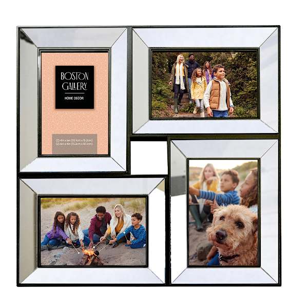 4-Opening Mirrored Collage Wall Frame, 14"