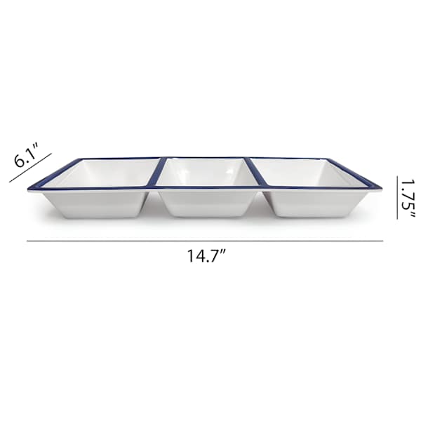 Blue Mosaic 3 Section Serving Dish, 14.7"