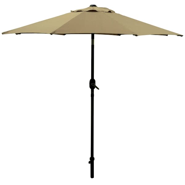 Tan Crank & Tilt Round Patio Umbrella, 7.5'