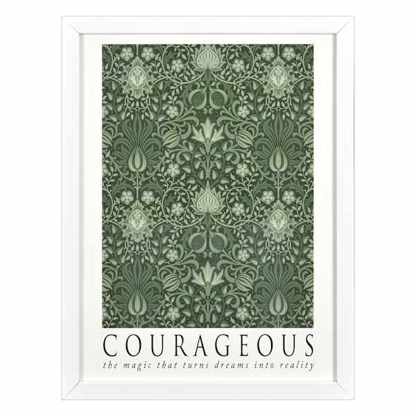 Glass Framed Courageous Print Wall Art, 13x17