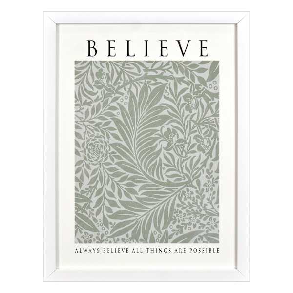 Glass Framed Believe Print Wall Art, 13x17