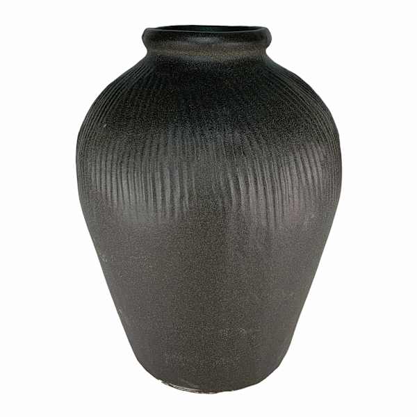 Black Matte Ceramic Vase, 10"