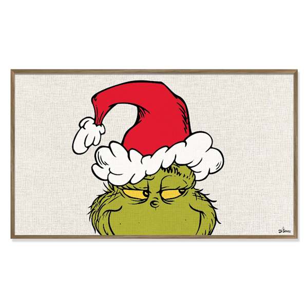 Grinch Face Print on Linen Wall Art, 24x36