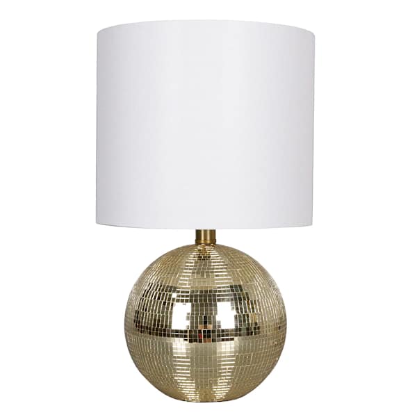 Gold Glass Disco Ball Lamp with Shade, 17.5"