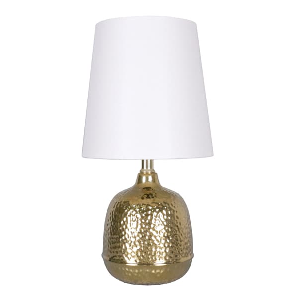 Gold Metal Hammered Mini Lamp with Shade, 12.5"