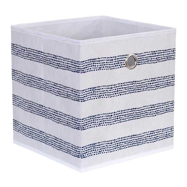 Grey Stripe Square Foldable Fabric Square Bin