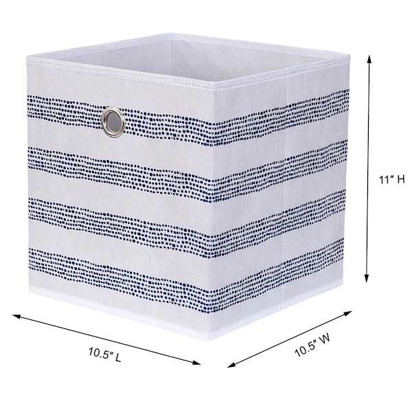 Grey Stripe Square Foldable Fabric Square Bin