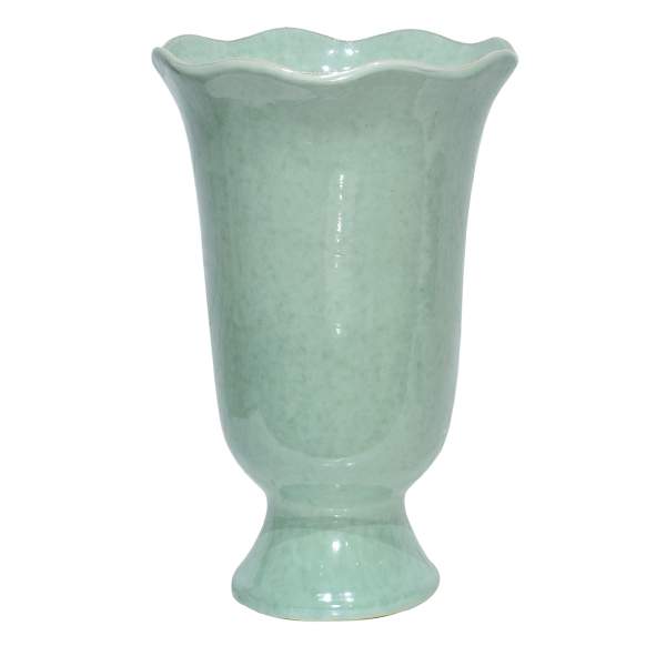 White & Green Ceramic Decor Tulip Pot, 15.7''