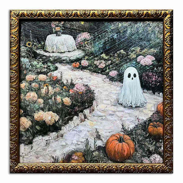 Framed Ghost in Garden Path Wall Art, 12"